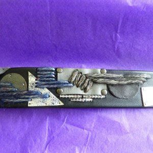 QUIRKY HANDMADE LEATHER EMBELLISHED MAGNETIC CLASP BRACELET GOTH PUNK BIKER